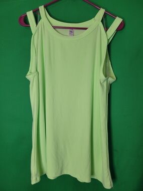 Women’s Cold-Shoulder Tank Top Just Be... Neon Lime Summer Size XL Stretchy